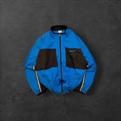 90s ナイキ ナイロンジャケット 黒 青 ツートン 白タグ 刺繍ロゴ テック