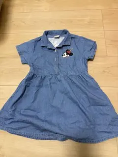 petit main ミニーマウスデニム風ワンピース 100cm