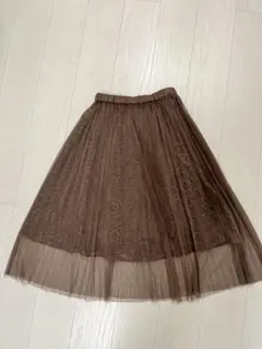 WILLSELECTION レース プリーツスカート ブラウンMレース切り替えのサムネイル