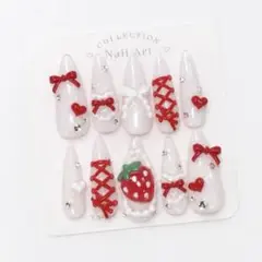 いちごネイルチップ 姫系 量産型 地雷系 ガーリー ちゅるん sサイズ