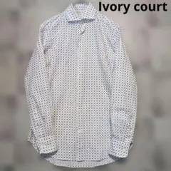 Ivory court アイボリーコート 長袖シャツ ホワイト 総柄 小紋柄のサムネイル