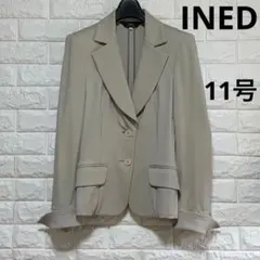 【INED】テーラードジャケット ストレッチ グレージュ 11号 L イネドのサムネイル