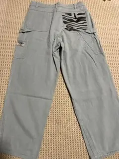 9090グレー ワイドパンツ ゼブラ柄