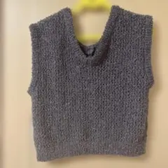 グレー ボタン付き ノースリーブベスト　ツーウェイ