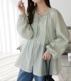 ディスコート　シャーリングシアーブラウス　ミントのサムネイル