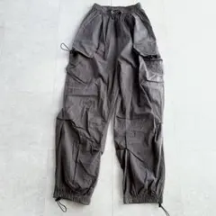 ドローストリングカーゴパンツ ワイドパンツ コットン100% グレージュ S