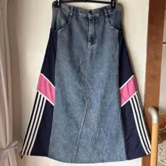 月のうさぎ様専用。デニムナイロンロングスカート