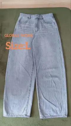 GOODデニムバギーパンツ グローバルワーク ライトグレー L