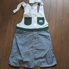 Lee ジャンパースカート 100cm~ 白と緑のストライプ