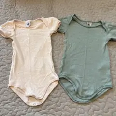 プチバトー　コットン 半袖ボディスーツ 2枚セット 12m