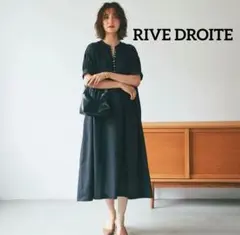 RIVE DROITE　リヴドロワ　ボイルギャザーワンピース　黒　半袖　ゆったりのサムネイル
