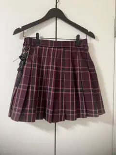 バーガンディ チェック柄 プリーツスカート スクールスカート Lサイズ しまむら