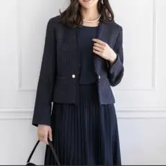 楽天 riomaru ホワイトジョーラ ツイードジャケット セレモニー ネイビー