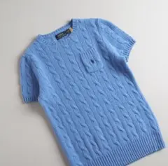 ラルフローレン　正規品　サマーニット　半袖　ブルー　ポニー刺繡　美品 ラルフローレン 正規品 サマーニット 半袖 水色 ポニー刺繡 美品