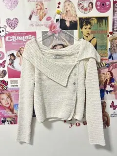 ホワイト オフショルダー ニットセーター　zara ZARA