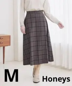 GLACIER lusso チェックラップ風スカート ベージュ×アカ　Mサイズ