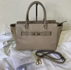 コーチ スワッガー 2way レザー×スウェード パイソン柄 グレージュ