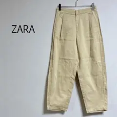 b0053【ザラ】チノパン ワイドパンツ Ｍ ベージュ