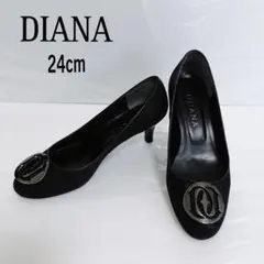 【美品】DIANA ダイアナ パンプス バックル付 グリッター ラメ加工 黒
