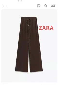 ZARA ダークブラウン ワイドパンツ