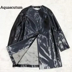Aquascutum アクアスキュータム　ノーカラーコート　アウター　光沢のサムネイル