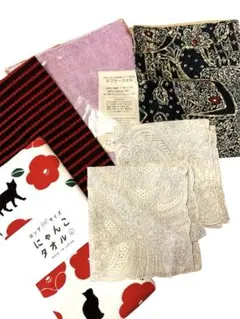 【新品】リラックスグッズ＆小物 5点セット - にゃんこタオル、ガーゼマフラー他