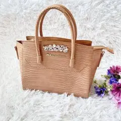 ジルバイジルスチュアート　ロイヤルトートバッグ　クロコ型押し　ビジュー