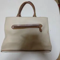 レディース トートバッグ ベージュ×ブラウン 大容量 A4収納可能 ハンドバッグ