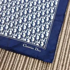 Christian Dior オブリーク シルク 大判スカーフ ネイビー タグ無