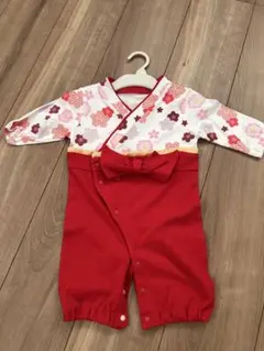 赤い花柄 ベビー袴　50〜70cm