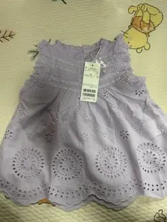 petit main オーバーレースチュニック　80サイズ【ラベンダー】