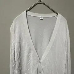 ユニクロ　ライトＶネックカーディガン(M)ライトグレー　透け感あり　春夏冷房対策
