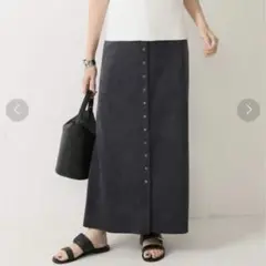 NOBLE フェイクスエード タイトスカート ロング グレー