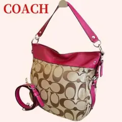 Y2K/ピンク COACH コーチ 2way バッグ ショルダー シグネチャー