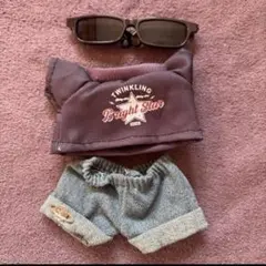 15cmぬいぐるみ服　Tシャツ　デニム　サングラス　セット