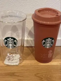 スタバ バレンタイン リユーザブルカップ ダブルウォール耐熱グラス 2点セット