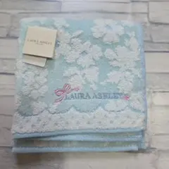 LAURA ASHLEY 花柄タオルハンカチ 水色