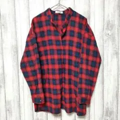 Navy マックハウス　(M)　チェックスキッパーシャツ　プルオーバー