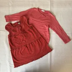 KP ジャンパースカート、カットソー 100cm 朱色 フリル
