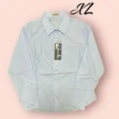 ブラウス　XK 長袖　オフィス　大きめサイズ　ブルー　無地　制服　事務　就活