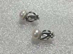 真珠　淡水　パール　シルバー　イヤリング m10