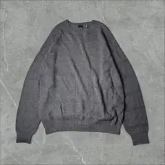 ARROW アロー 格子織 ソリッド コットンニット L チャコールグレー
