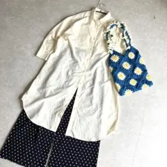 サマンサモスモス シャツワンピース アイボリー ナチュラル 体系カバー　 ロング