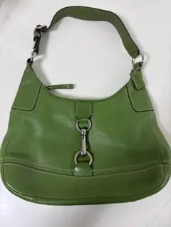 COACH グリーン レザー ショルダーバッグ