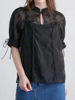 Lily Brown レース チャイナブラウス 1度使用 黒