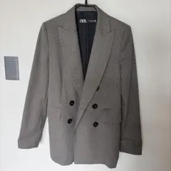 ZARA チェック ダブルブレストジャケット M