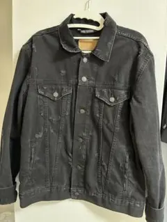 ZARAブラックダメージデニムジャケット