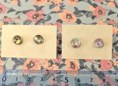 天然石のピアス　ブラウン蝶貝　トルマリン