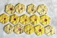 ヘキサゴン　花芯パーツ15個 サンプル1組　パッチワーク素材No.9