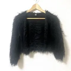 【最終値下げ】ブラックファー風カーディガン 長袖　韓国　お呼ばれ　美品